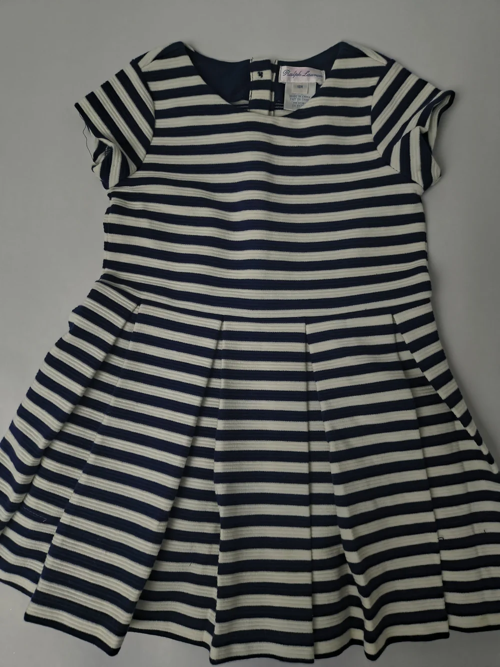 Ralph Lauren Navy and White Striped Fit-Flare Dress